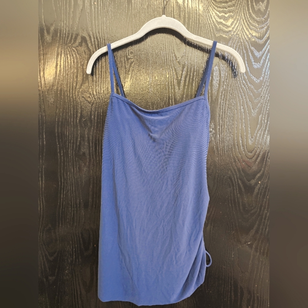 Women's Aqua Green Navy Blue Tankini, Medium